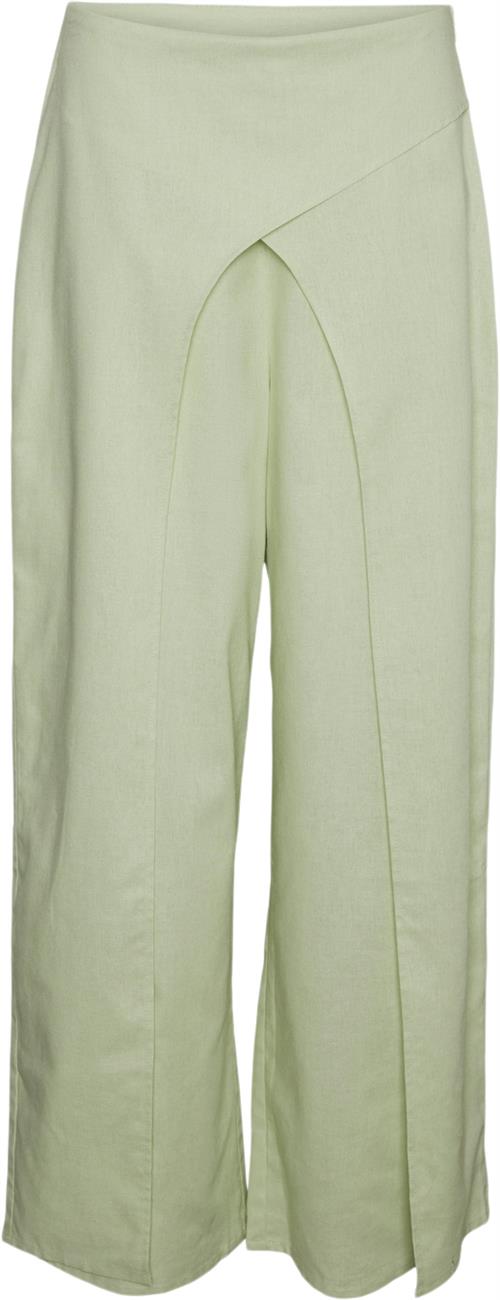 Something New Snbeyonce HW Wrap Pant MCO Kvinde Celadon Green Bukser Med Brede Ben Str L - hos Magasin