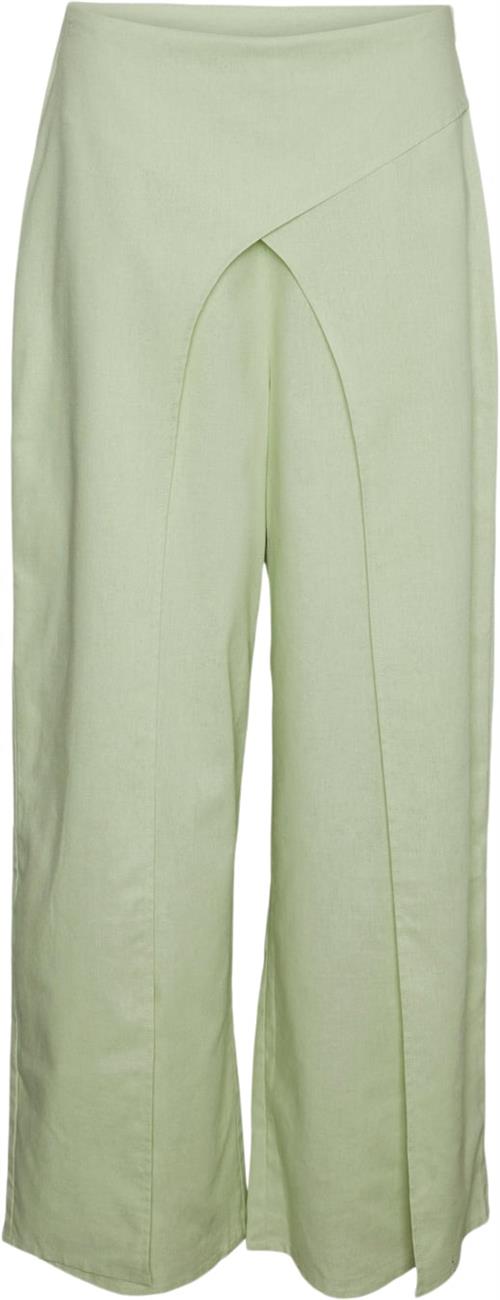 Se Something New Snbeyonce HW Wrap Pant MCO Kvinde Celadon Green Bukser Med Brede Ben Str M - hos Magasin ved Magasin