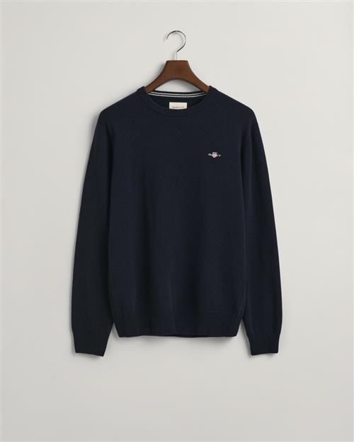 Gant Superfine Lambswool Cneck Mand Marine Sweaters Str XXXL - hos Magasin