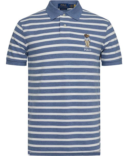 Polo Ralph Lauren YD 20/1 Meshssl-psh Mand Pf24 Laticblu Htr/wt Hmgy Bear Kortærmede Poloer Slim Fit Str L - Bomuld hos Magasin