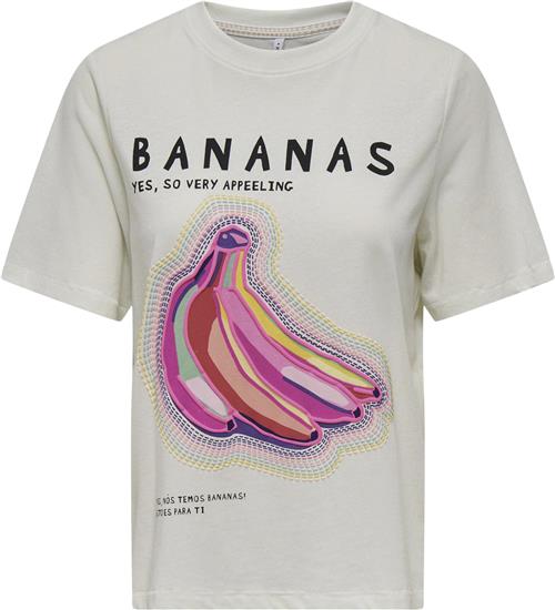 Se ONLY Onlblinis Life S/S Fruit TOP BOX JR Kvinde Bright White/bananas Kortærmede T-shirts Str XS - hos Magasin ved Magasin