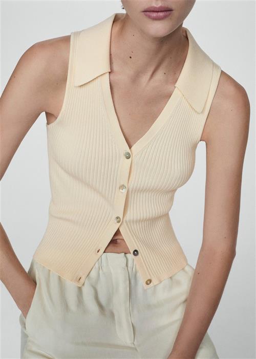 Se MANGO Buttoned Knit top Kvinde Light Beige Tanktoppe Str XL - hos Magasin ved Magasin