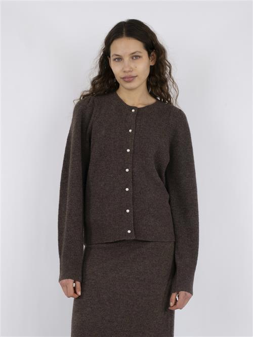 Se Neo Noir Nuna Knit Cardigan Kvinde Brown Melange Sweaters Str 42 - hos Magasin ved Magasin