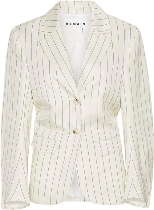 REMAIN Drapy Striped Blazer Kvinde Egret Comb. Blazere Str 38 - hos Magasin