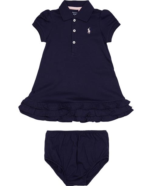 Polo Ralph Lauren Ruffled Polo Dress & Bloomer Str 24 mdr / 86 cm - Blå Kjoler Bomuld hos Magasin