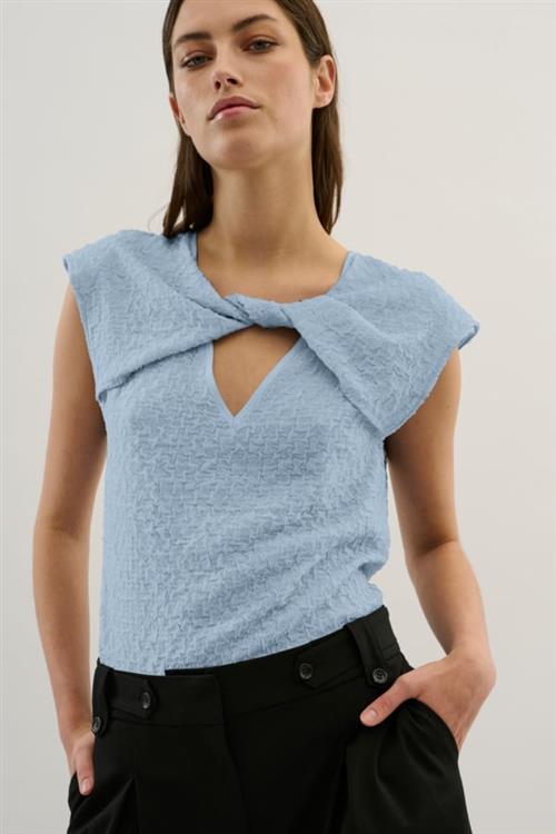 Karen by Simonsen Kbpaloma Top Kvinde Dusty Blue Toppe Straight Fit Str L - hos Magasin