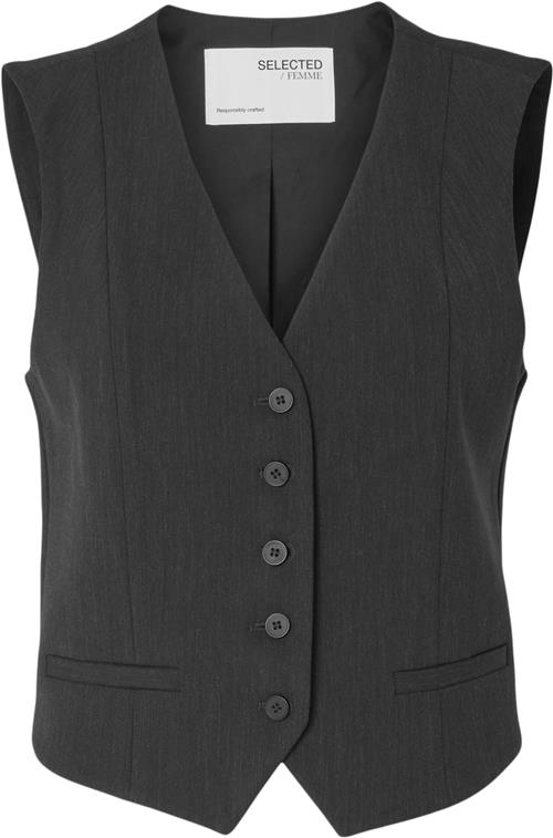 Selected Femme Slfrita Vest DGM Noos Kvinde Grå Veste Str 38 - Polyester hos Magasin