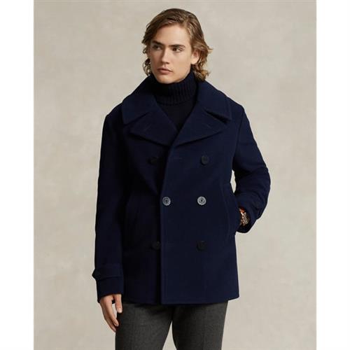 Polo Ralph Lauren Polo Woolblend Peacoat Mand Blå Frakker Str S - Bomuld hos Magasin