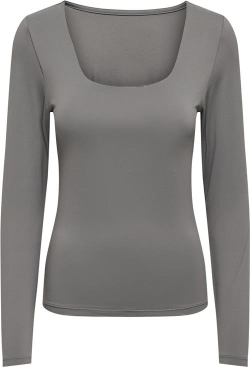 ONLY Onlea L/S 2way Deep Neck TOP JRS Kvinde Thunderstorm Langærmede T-shirts Str L - hos Magasin