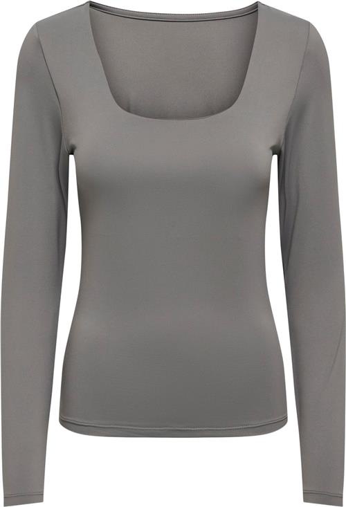 ONLY Onlea L/S 2way Deep Neck TOP JRS Kvinde Thunderstorm Langærmede T-shirts Str XL - hos Magasin