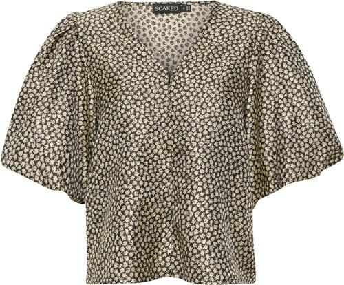 Se Soaked in Luxury Slkaela Blouse Kvinde Flower Jacquard Kortærmede Bluser Regular Fit Str XL - hos Magasin ved Magasin