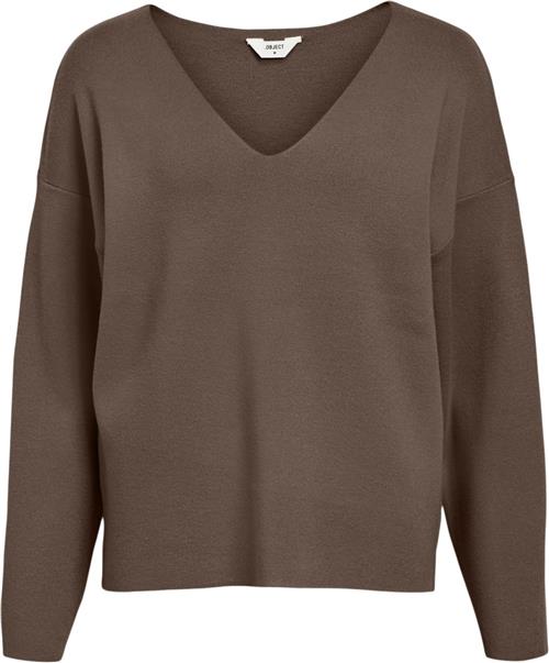 Object Objreynard Vneck Pullover Noos Kvinde Morel Toppe Regular Fit Str S - hos Magasin