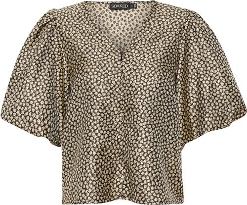 Soaked in Luxury Slkaela Blouse Kvinde Flower Jacquard Kortærmede Bluser Regular Fit Str XS - hos Magasin