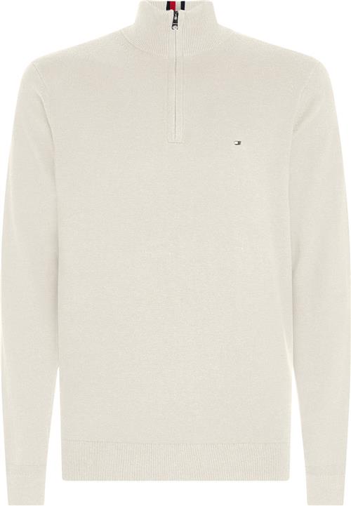 Se Tommy Hilfiger Pima ORG CTN Cashmere ZIP Mock Mand Ancient White Turtlenecks Str M Cashmere - hos Magasin ved Magasin