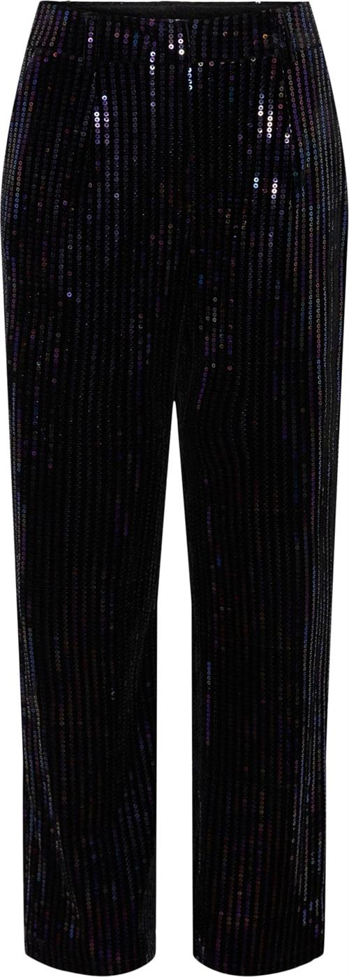 YAS Yaseliva Sequin HW Straight Pant Kvinde Black/w. Sequins Bukser Med Lige Ben Str XS - Polyester hos Magasin