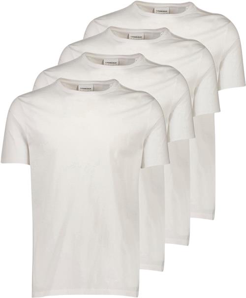 Lindbergh 4PK Basic tee S/S Mand Hvid Kortærmede T-shirts Relaxed Fit Str XL - hos Magasin