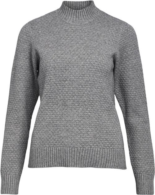 Object Objfenya RE L/S Knit Pullover Noos Kvinde Medium Grey Melange Toppe Regular Fit Str L - hos Magasin