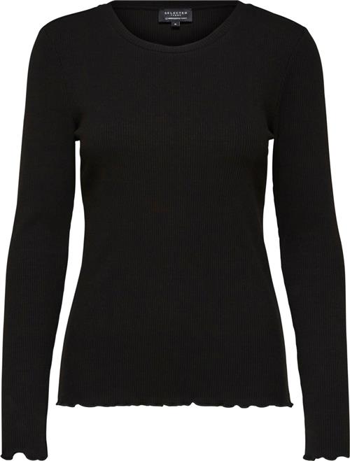 Selected Femme Slfanna LS Crew Neck TEE S Noos Kvinde Sort Langærmede T-shirts Str S - hos Magasin