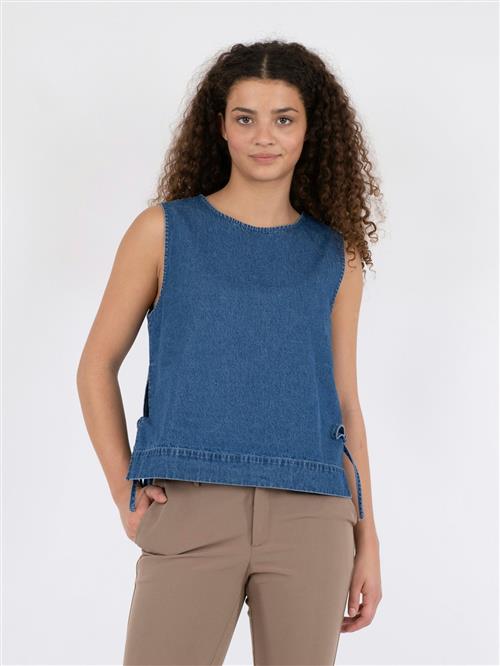 Neo Noir Svetlana Denim Top Kvinde Blue Toppe Str 38 Denim - hos Magasin