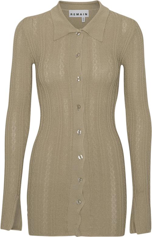 REMAIN Knit Fitted Cardigan Kvinde Incense Beige Cardigans Str 34 - hos Magasin