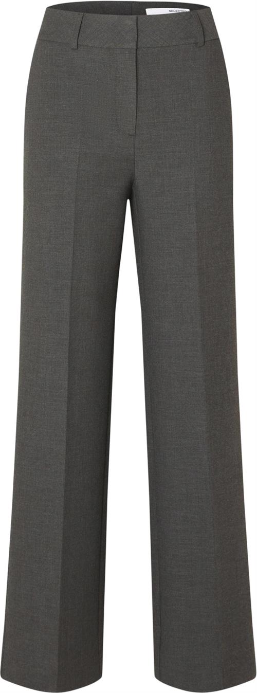 Se Selected Femme Slfrita MW Wide Pant DGM N Noos Kvinde Grå Bukser Med Brede Ben Str "38/""32" - hos Magasin ved Magasin