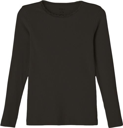 Name It Nkfkab LS Slim TOP Noos Str 134/140 - Blå Langærmede T-shirts hos Magasin