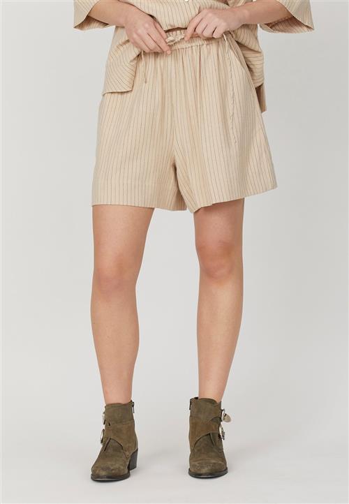 Love&Divine Love9704 Kvinde Sand Pinstripe Casual Shorts Str L - hos Magasin