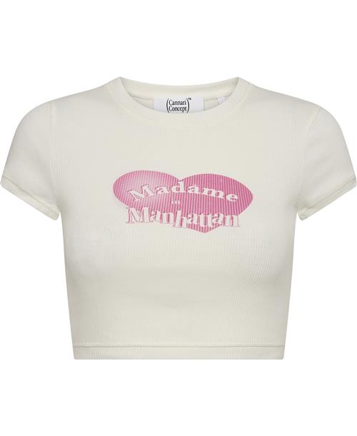 Cannari Concept Cropped Tshirt Kvinde Bright White Kortærmede T-shirts Str 40 - hos Magasin