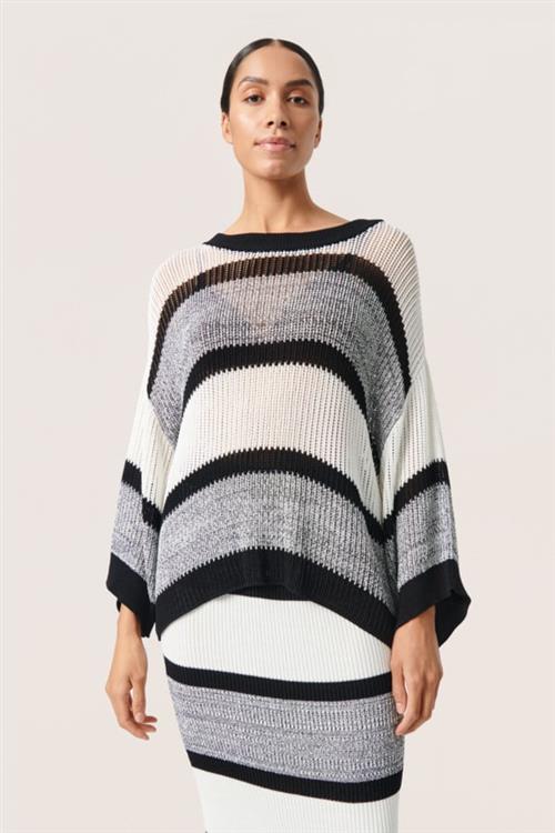 Soaked in Luxury Slrohanna Pullover Kvinde Black, White And Melange Sweaters Str S - hos Magasin