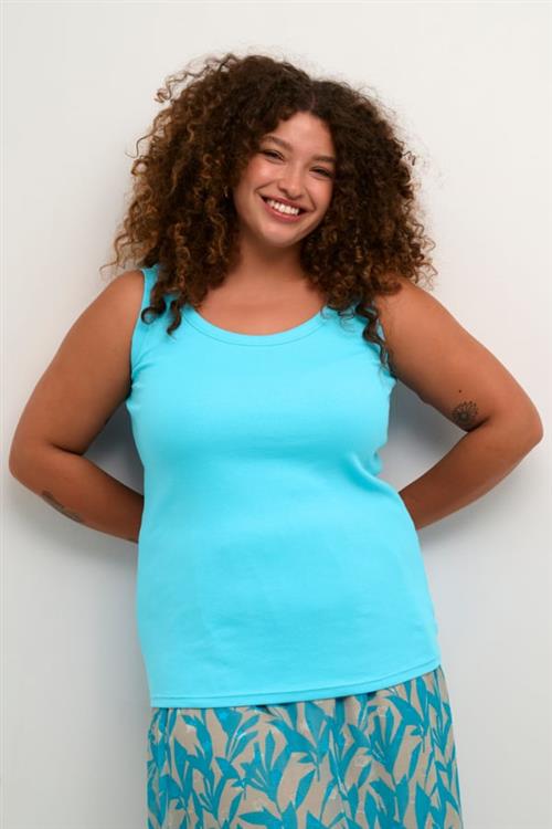 Kaffe Curve Kccarina Tank Top x Kvinde Blue Atoll Tanktoppe Str L - hos Magasin