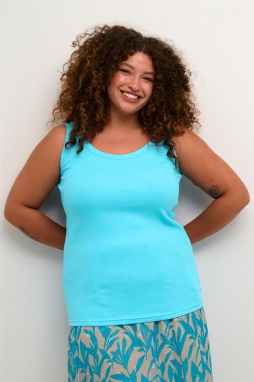 Kaffe Curve Kccarina Tank Top x Kvinde Blue Atoll Tanktoppe Str M - hos Magasin