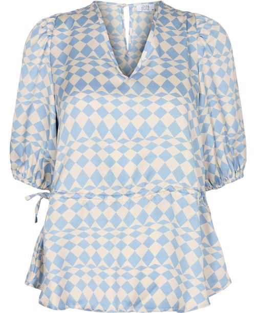 Love & Divine Love824 Kvinde Sky Blue Graphic Kortærmede Bluser Str XL - hos Magasin