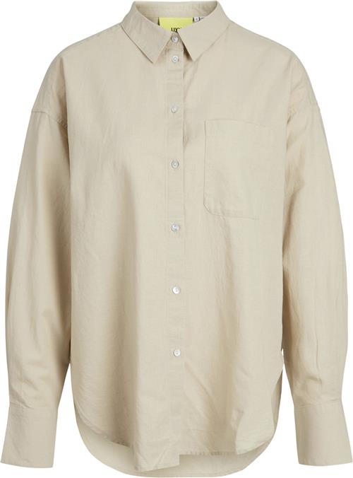 JJXX Jxjamie LS RLX Linen Blend Shirt WV Kvinde Cement Langærmede Skjorter Relaxed Fit Str XS - hos Magasin