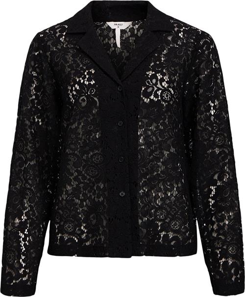 Object Objibi Thora L/S Shirt 132 DIV Kvinde Black Langærmede Bluser Str 42 - hos Magasin