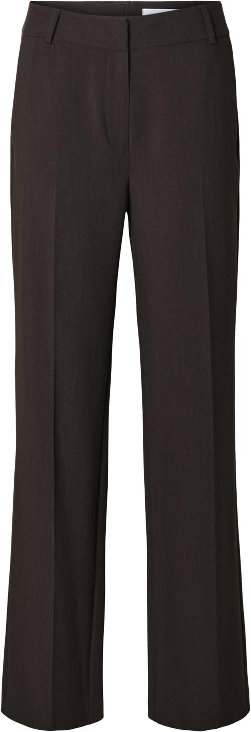 Selected Femme Slfrita MW Wide Pant Noos Kvinde Coffee Bean/melange Bukser Med Brede Ben Str 40 - hos Magasin