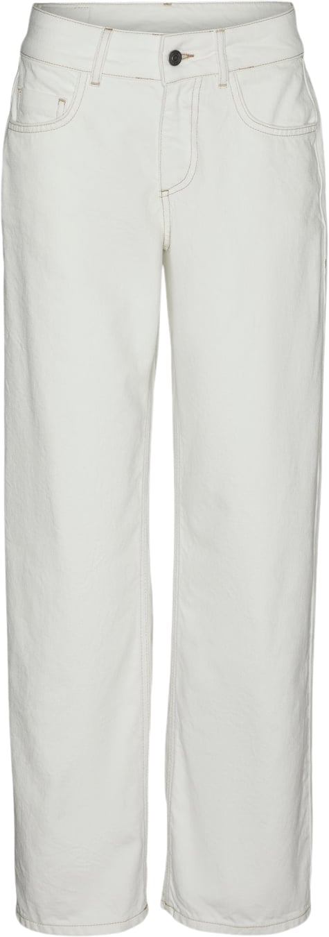 Something New Snrancy MID Rise Wide Jeans Kvinde White Denim Wide Jeans Straight Fit Str "29/""34" - hos Magasin