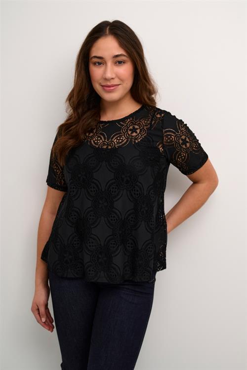 Se Culture Cuhenriette Olu SS Blouse Kvinde Black Kortærmede Bluser Str M - hos Magasin ved Magasin