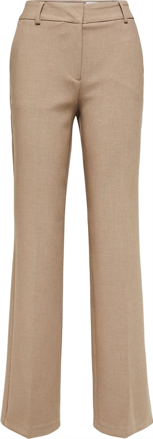 Selected Femme Slfrita MW Wide Pant Camel MLG B NO Kvinde Camel/melangé Bukser Med Brede Ben Str 42 - hos Magasin