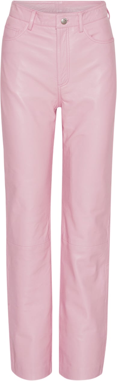 REMAIN Leather Straight Pants Kvinde Orchid Pink Bukser Med Lige Ben Str 42 - hos Magasin