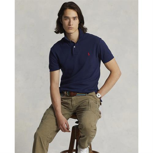 Polo Ralph Lauren Slim Fit Mesh Polo Shirt Mand Navy Kortærmede Poloer Str S - Bomuld hos Magasin