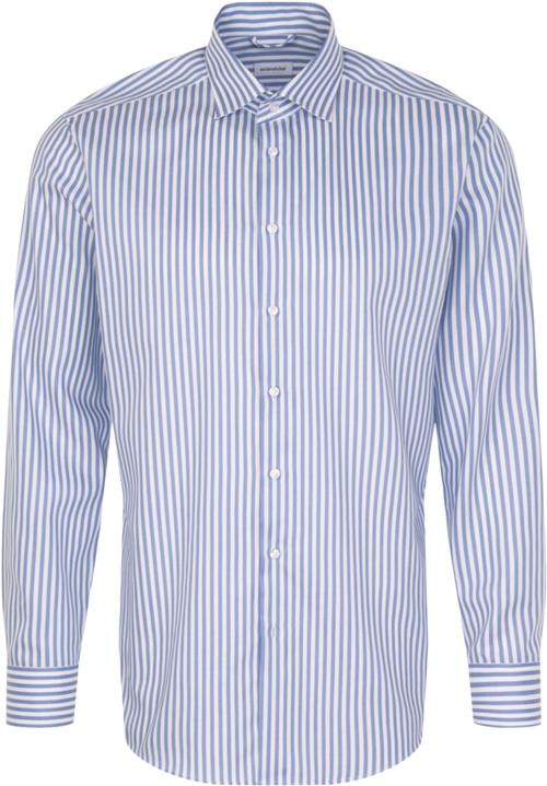 Seidensticker Business Shirt Regular Long Sleeve Kentcollar Stripes Mand Blue Langærmede Skjorter Str 46 - Bomuld hos Magasin