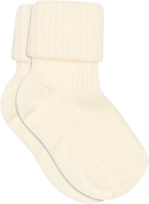 mpKids Ankle Wool RIB Turn Down Str 25/28 - Råhvid Strømper Uld hos Magasin