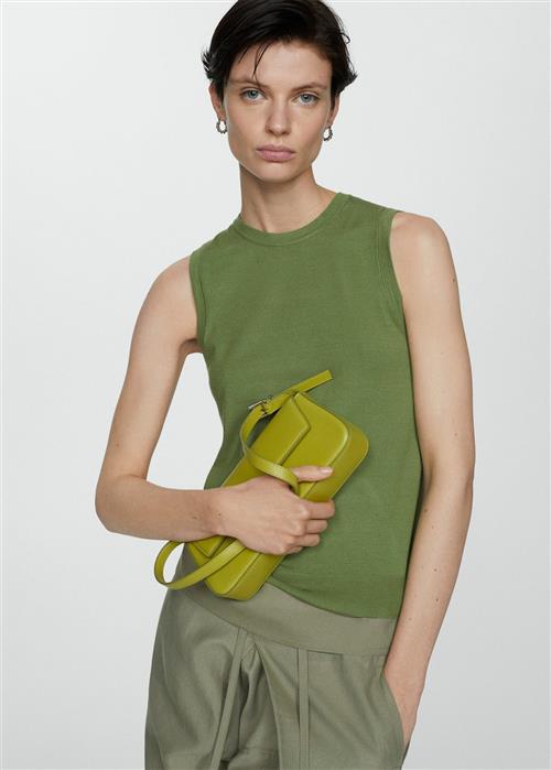 Se MANGO Knitted top With Wide Straps Kvinde Green Tanktoppe Str XS - hos Magasin ved Magasin