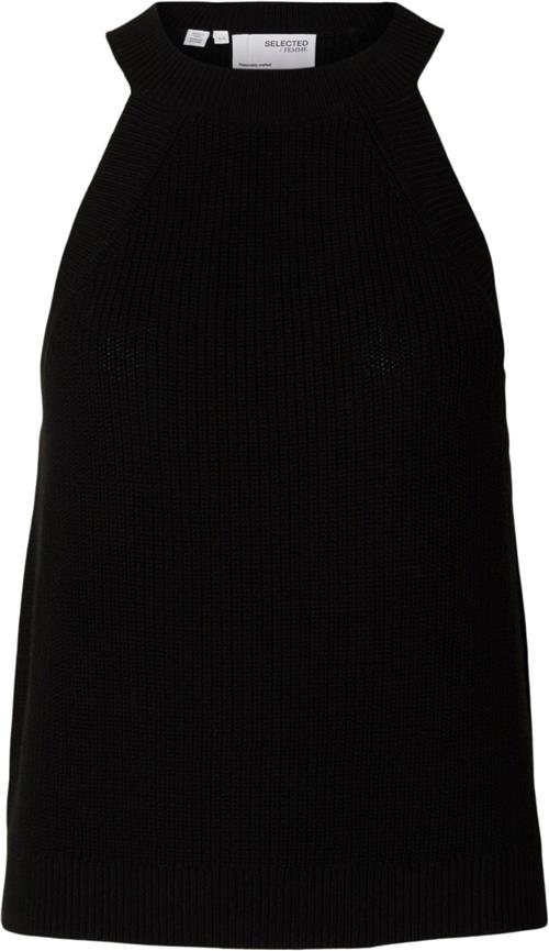 Se Selected Femme Slfvinna SL Halterneck Knit Kvinde Sort Toppe Loose Fit Str XL - hos Magasin ved Magasin