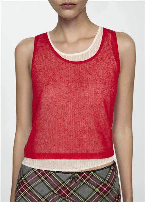 Se MANGO Combined Lyocell top Kvinde Red Tanktoppe Str L - hos Magasin ved Magasin