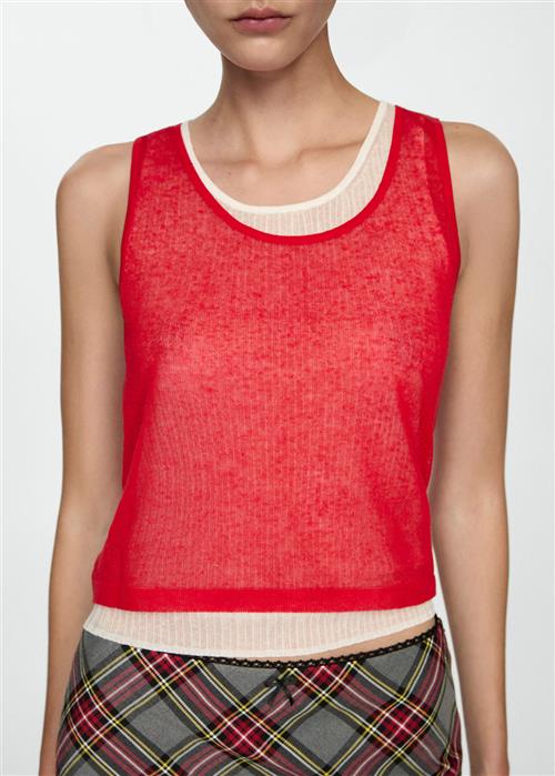 Se MANGO Combined Lyocell top Kvinde Red Tanktoppe Str M - hos Magasin ved Magasin