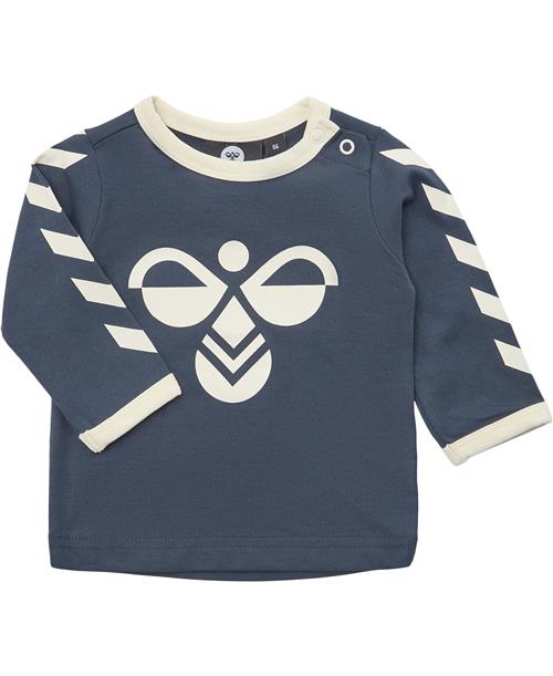 Hummel Hmlflipper Tshirt L/S Str 6-9 mdr / 74 cm - Blå Langærmede T-shirts hos Magasin