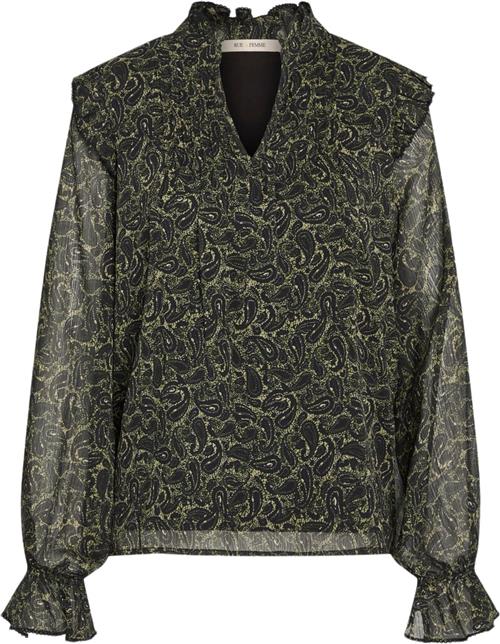 Rue de Femme Fiona Blouse RdF Kvinde Green Langærmede Bluser Str XL - hos Magasin