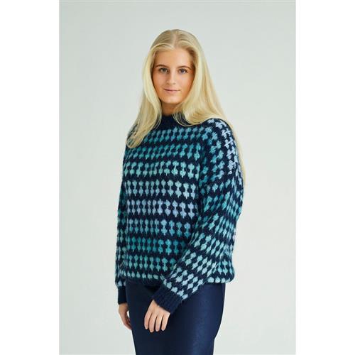 A-VIEW Patrisia Knit Pullover Kvinde Blue/navy Sweaters Loose Fit Str S - hos Magasin