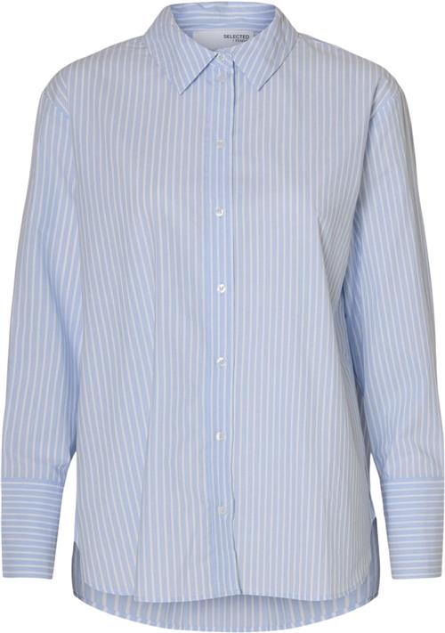 Selected Femme Slfelisa LS Shirt Kvinde Cashmere Blue/bright White Langærmede Skjorter Str 40 - hos Magasin